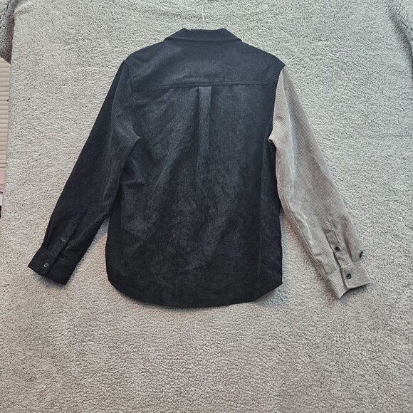 Brooklyn Cloth Colorblock Corduroy Button-Up Shirt Long Sleeve Black Grey Size L - Picture 5 of 6